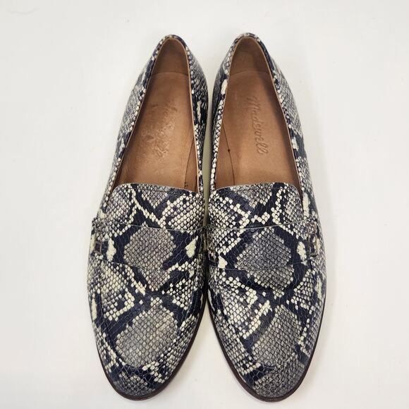 Madewell The Alex Loafers Snake Embossed Leather Size 7.5 Stone Multi Flats - Picture 3 of 11